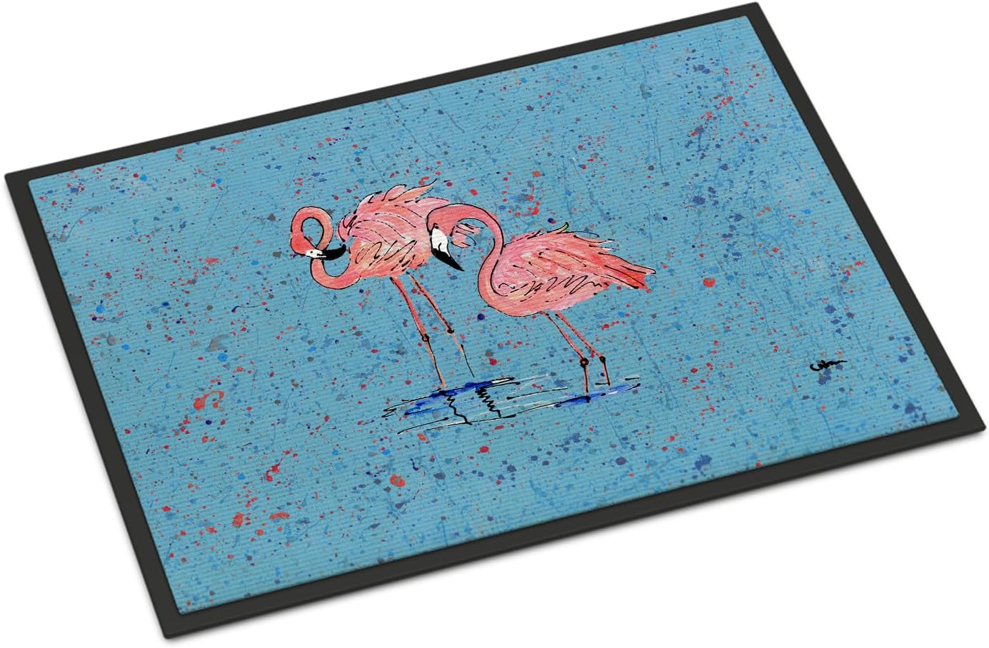 Caroline's Treasures 8566-MAT Flamingo Doormat 18x27 Front Door Mat Indoor Outdoor Rugs for Entryway, Non Slip Washable Low Pile, 18H X 27W