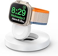 Vista 1 de Soporte de carga para Apple Watch, soporte de cargador inalámbrico magnético con cable de carga, compatible con modo de mesita de noche, compatible