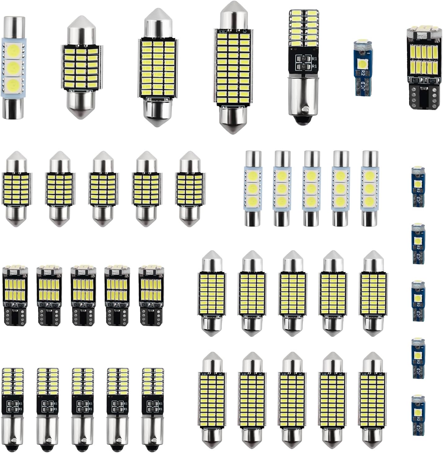 42PCS Upgrade LED Dome Light Bulb Kit,6000K White 12V LED Car Lights Interior Kit with 28mm/31mm/36mm/41mm/BA9S/T5/T10,Plug & Play Dome Light for Car Door/Trunk/License Plate