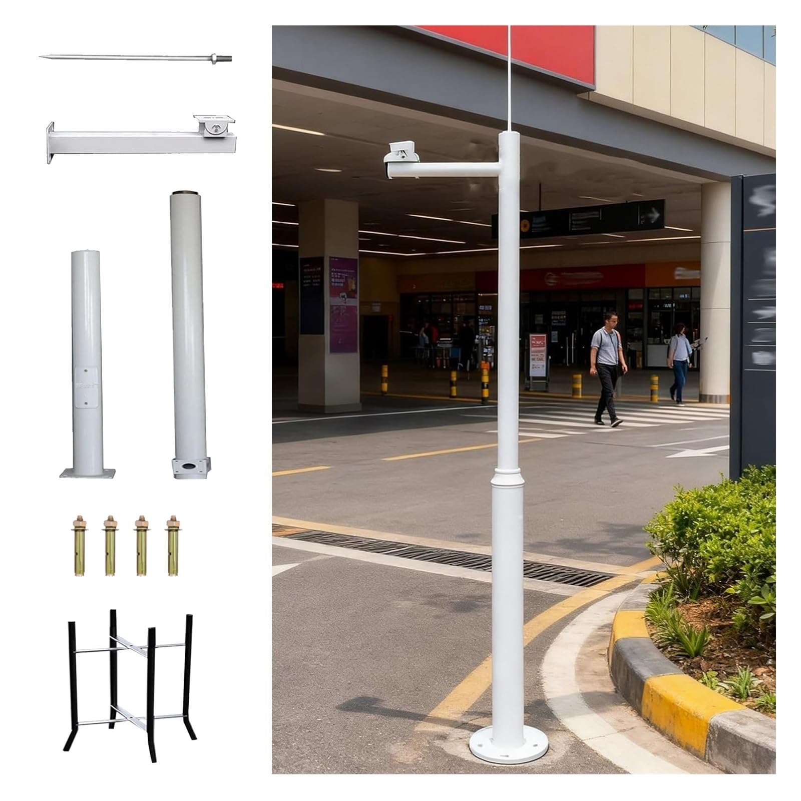 Genérico Soporte Ajustable para cámara con Panel Solar: Soporte de Seguridad de fácil instalación para Sistemas de vigilancia de 2 a 6 Metros, Soporte Desmontable para una Altura y Estabilidad óptima