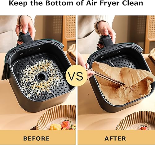 Miniatura 4 de Palksky 100 piezas de papel de hornear para freidora de aire, papel de hornear para freidora de aire, resistente al agua, al aceite, antiadherente,