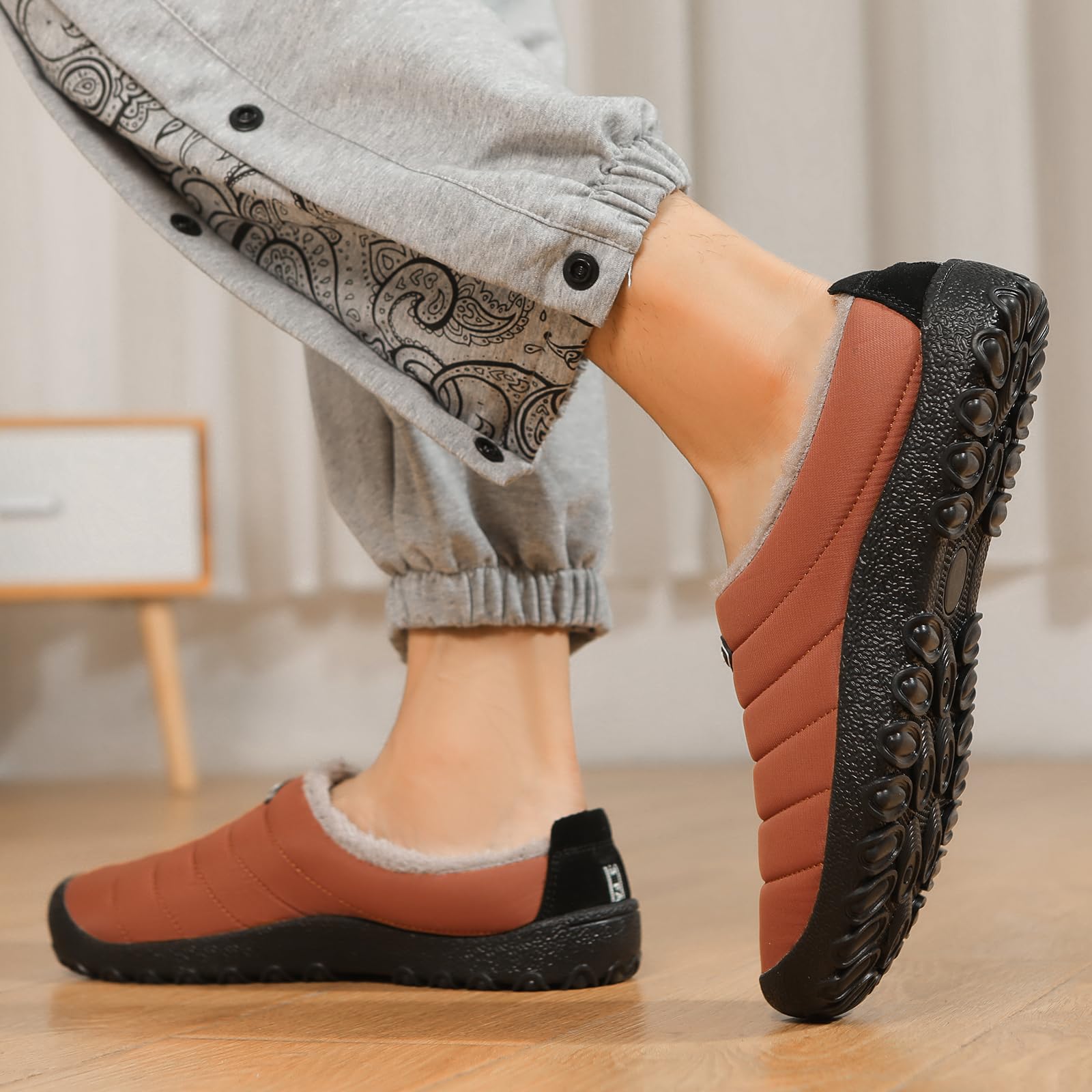 Rojeam Invierno Zapatillas de Casa para Hombre Mujer Pantuflas Antideslizantes Cálidas y Cómodas Zapatillas de Estar por Casa