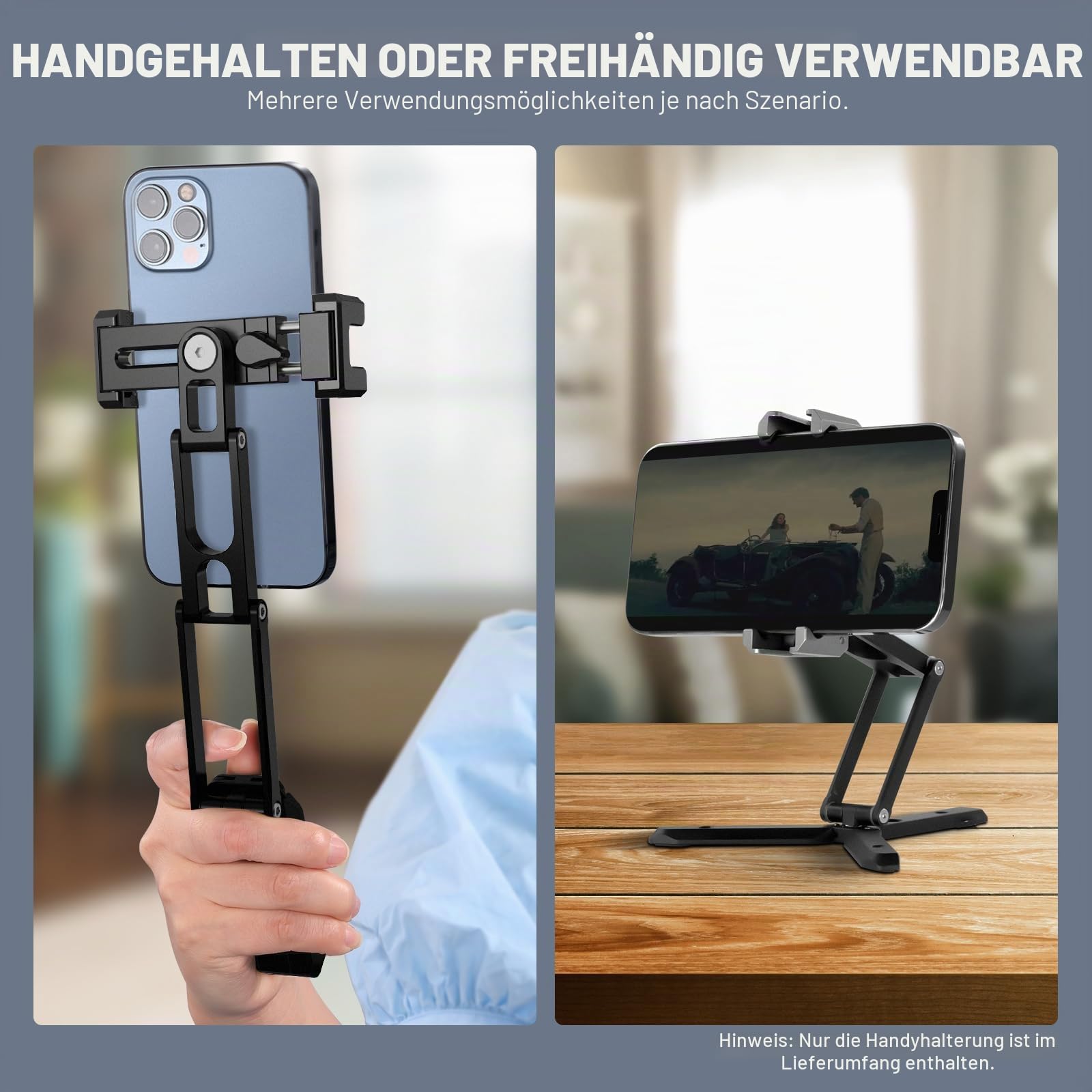 NEEWER Handyhalterung für Stativ mit Cold Shoes & 1/4" 3/8" Löcher, Alle Metall Multi-Winkel & Höhenverstellbar Dreifach Faltbar tragbare Smartphone Halterung mit 3 geteilten, Kompatibel iPhone, SP-04