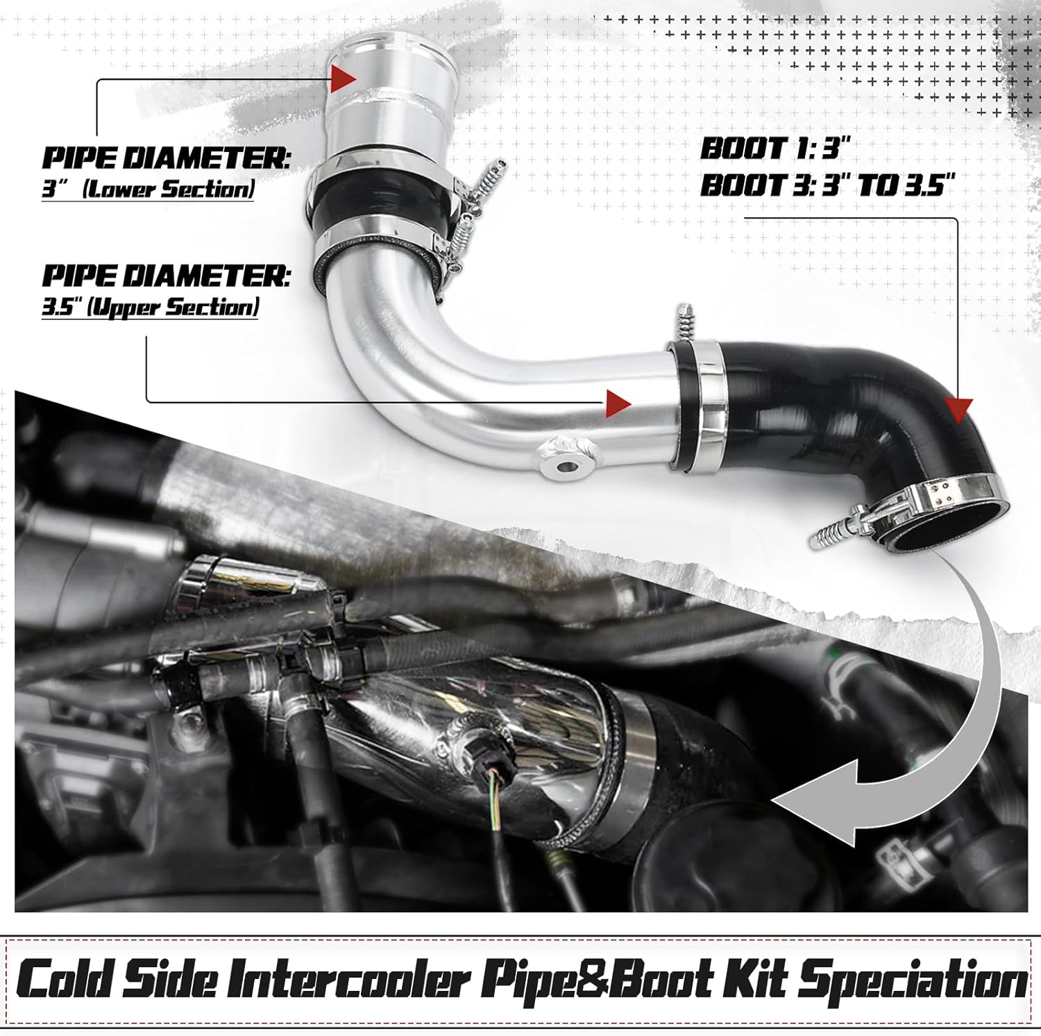 PTNHZ Max Flow Hot & Cold Side Intercooler Pipe Boot Kit Compatible with 11-16 Ford F250 F350 F450 Super Duty 6.7L Powerstroke Diesel