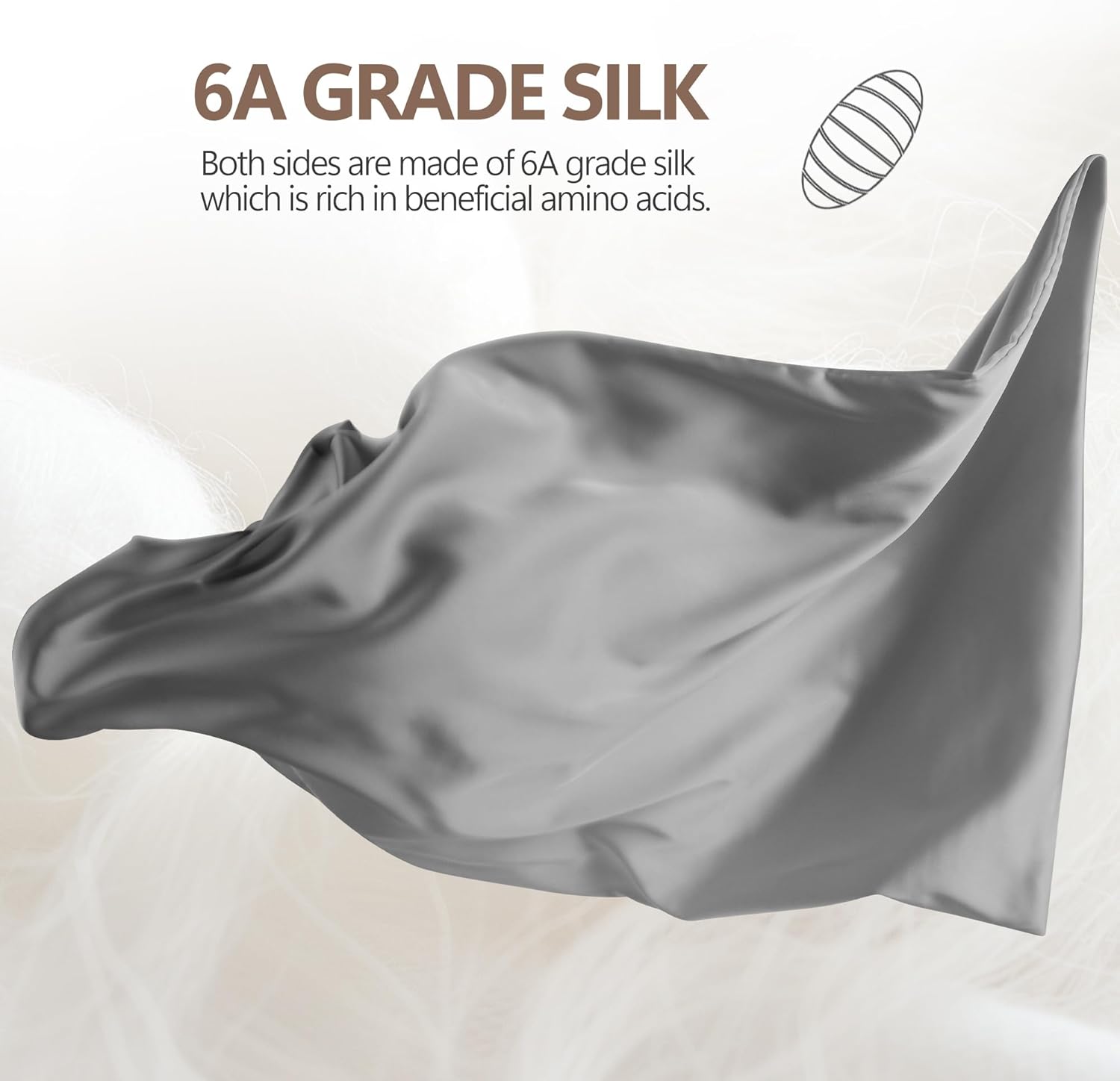 100% Mulberry Silk Pillow Cases 2 Pack for Hair & Skin, 6A Grade Hypoallergenic Pillowcases with Hidden Zipper, Anti-Aging Anti-Frizz, Machine Washable, Standard Sizes, Luxury Gift(Gray, Standard)