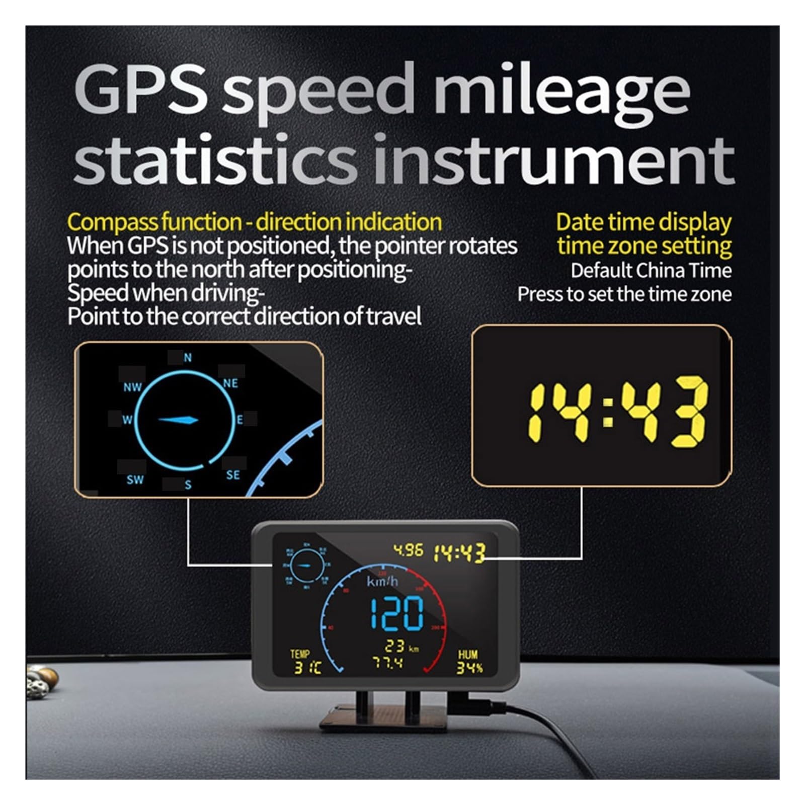 M8 HUD Wyświetlacz Head Up 4.7 Cal Ekran Lokalizator GPS Prędkościomierz DC5-24V Prędkościomierz Samochodowy Projektor Alarm Bezpieczeństwa Akcesoria Samochodowe