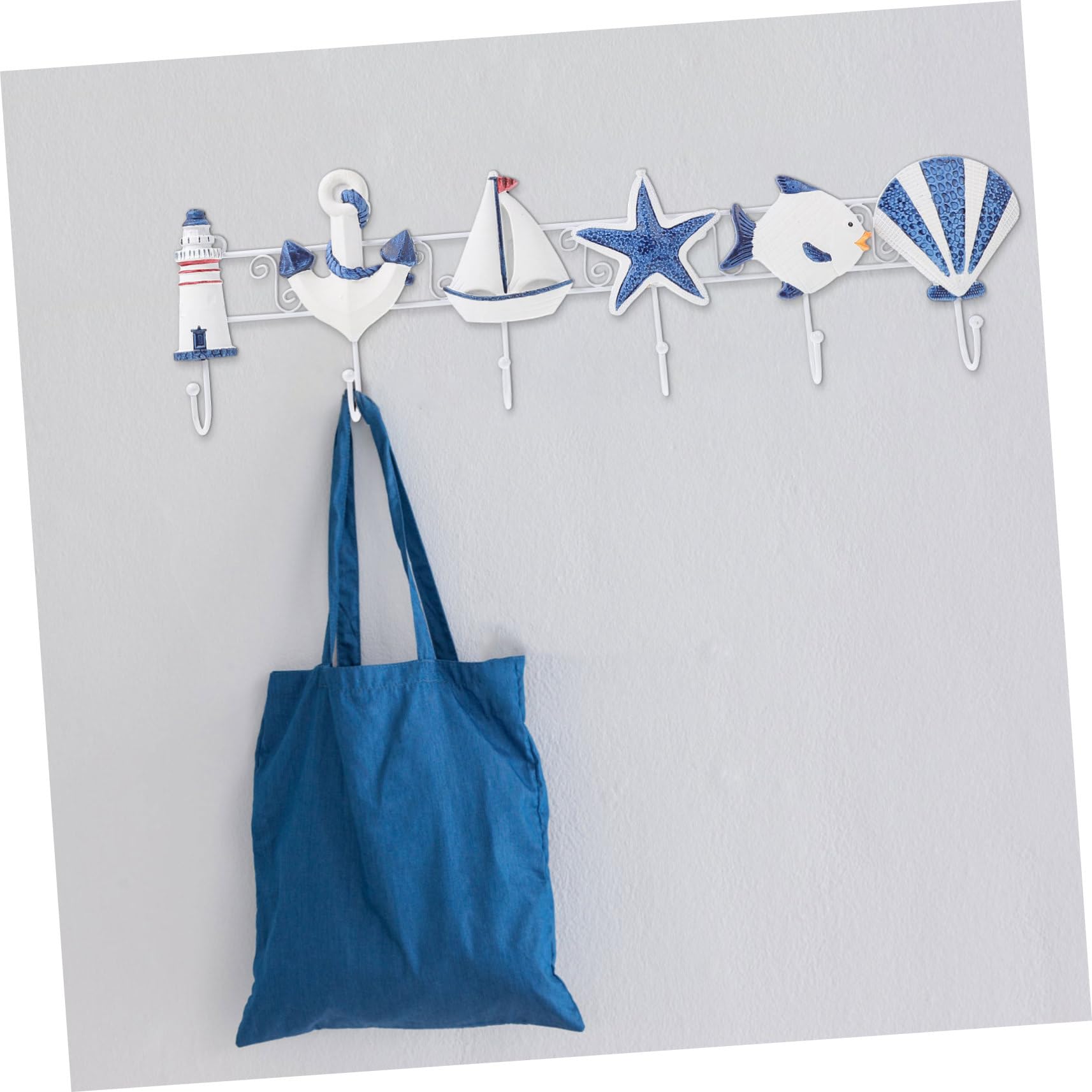 Mediterrane Vintage Kleiderhaken Kreative Hakenleiste mit 6 Starken und Bruchsicheren Haken für Garderobe und Haustürdekoration