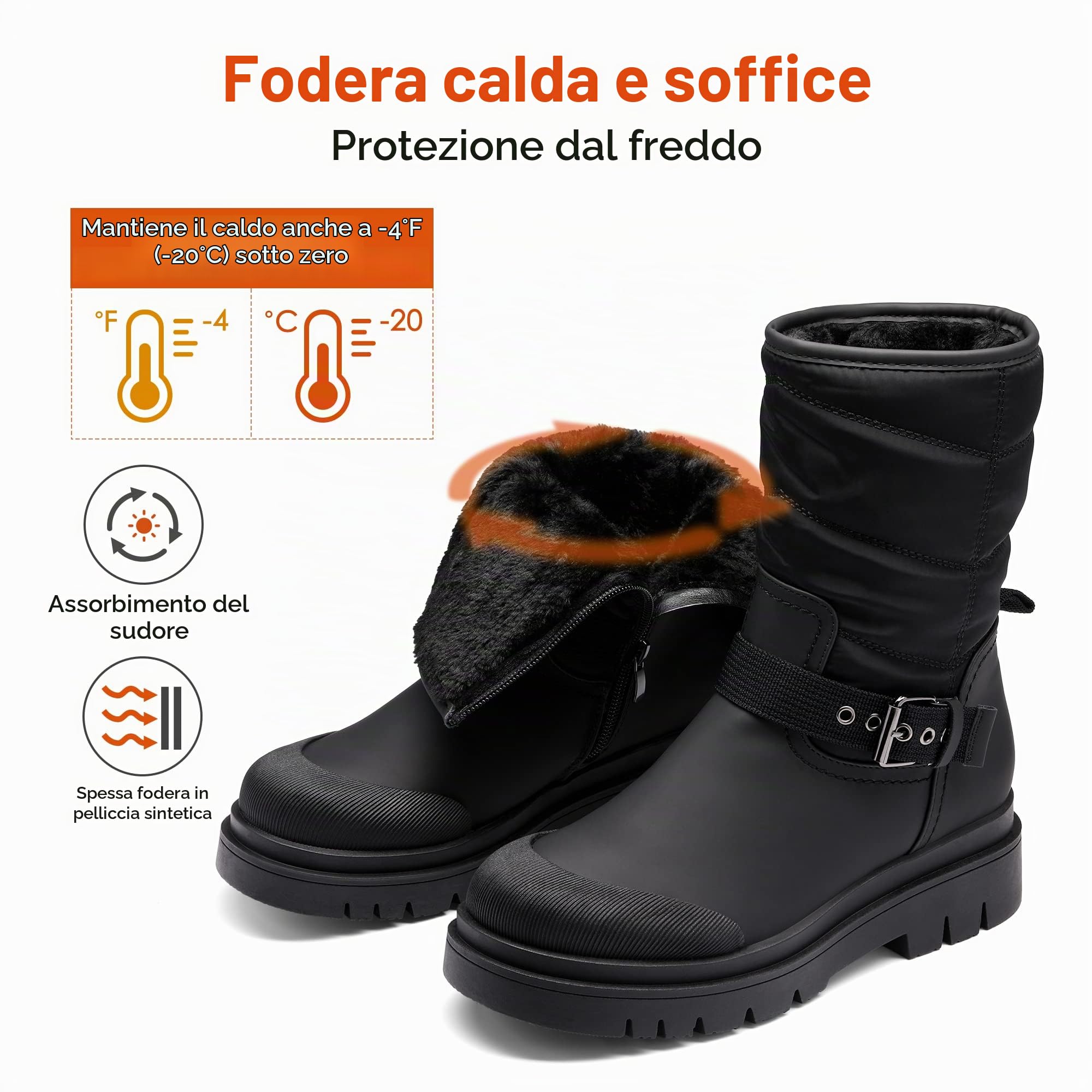 DREAM PAIRS Stivali da Neve da Donna con Suola Spessa Stivali Invernali con Pelliccia Caldo Scarpe Boots All'aperto Comodi