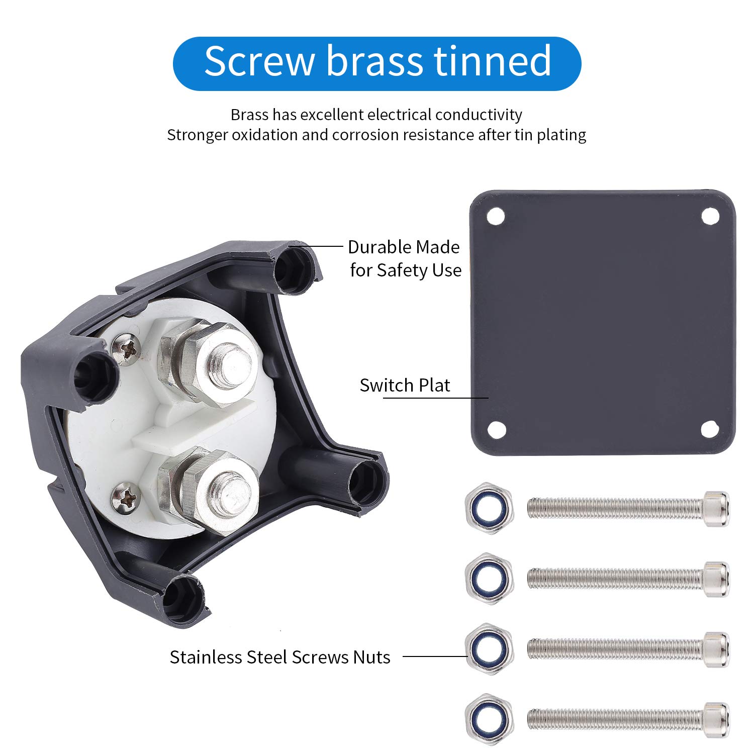 CoCsmart Battery Disconnect Switch, 12V-48V Battery Isolator Switch Master Power Cut Off Kill Switch Waterproof Marine Switch for Car RV Boat Truck ATV Vehicles