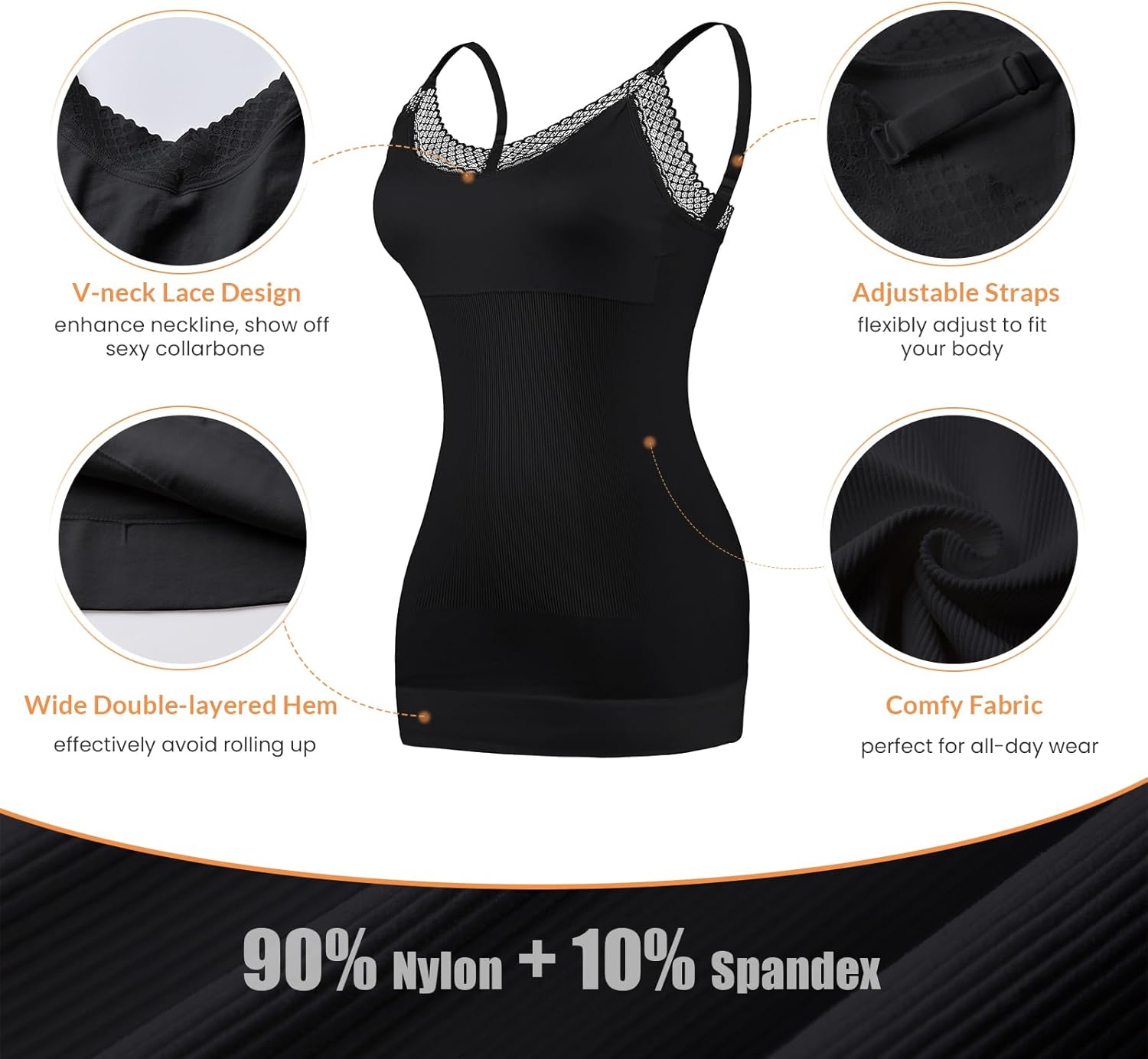 V Neck Compression Tank Tops for Women Tummy Control Shapewear Camisole Top Seamless Body Shaper Cami - Image 3