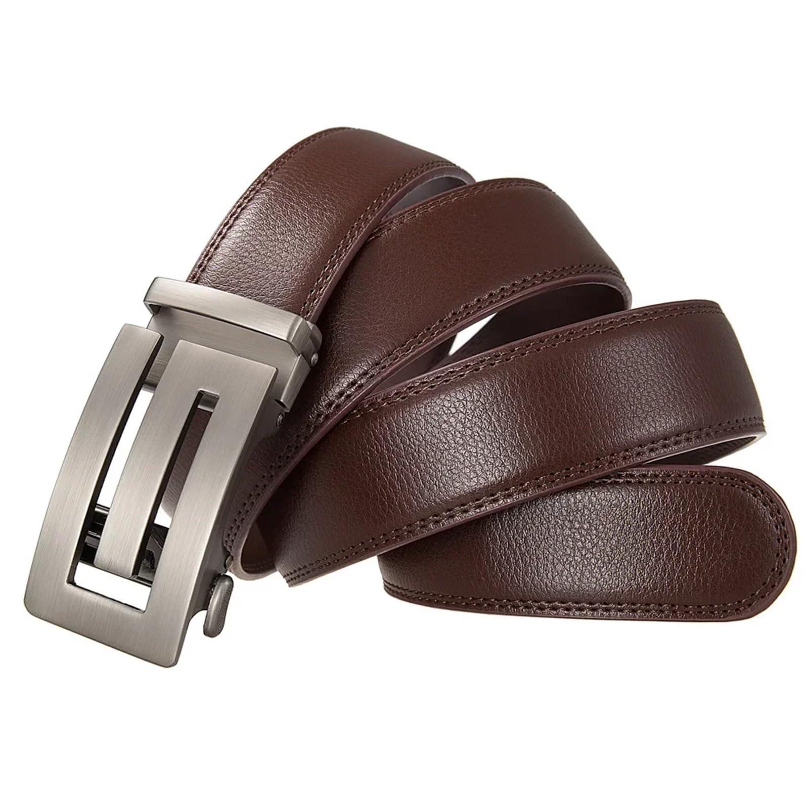 GüRtel Herren 2PCS Gürtel for Männer Echtes Leder Gürtel for Männer Taille Riemen for Jeans Metall Automatische Schnalle FüR Herren Business Anzug(Black,100cm)