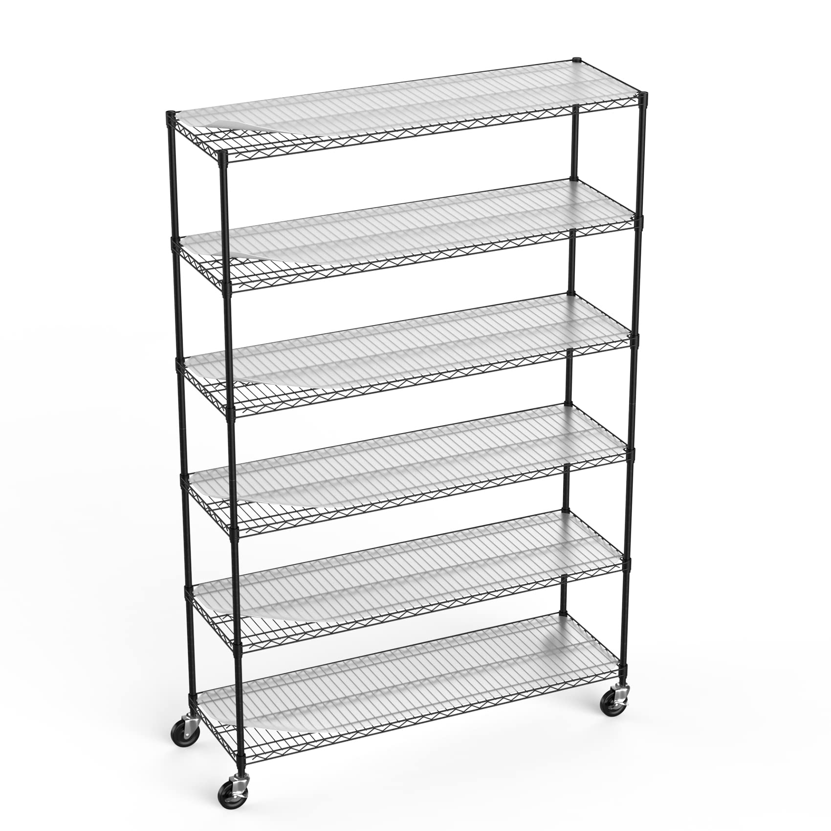 Étagère En Métal à 6 Niveaux - Robuste - 45,7 X 121,9 X 208,3 Cm - Capacité De 952,5 Kg - Noir