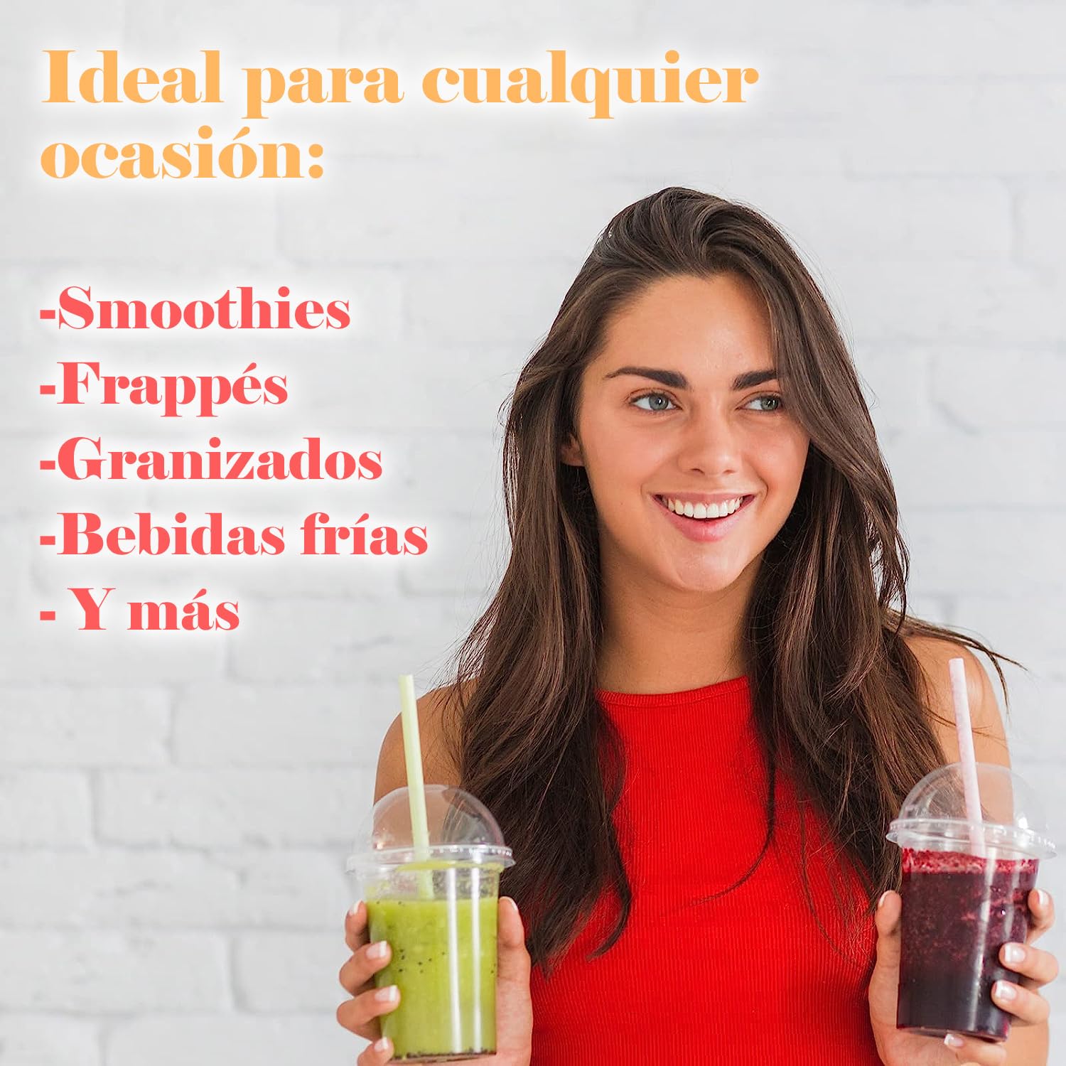 ABD 50 Vasos Batidos Transparentes, 350 ml, Tapas Abovedadas, Reutilizables, Prueba de Derrames (50unidades, 350 ml)