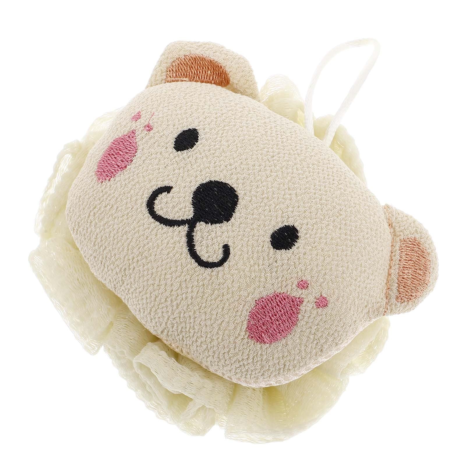 Cartoon Lion Bath Scrubber 2-in-1 Exfoliating Body Wash Puff Loofah for Shower Bath Accessory in Light Green, Soft Mesh Sponge Back Scrubber and Adults