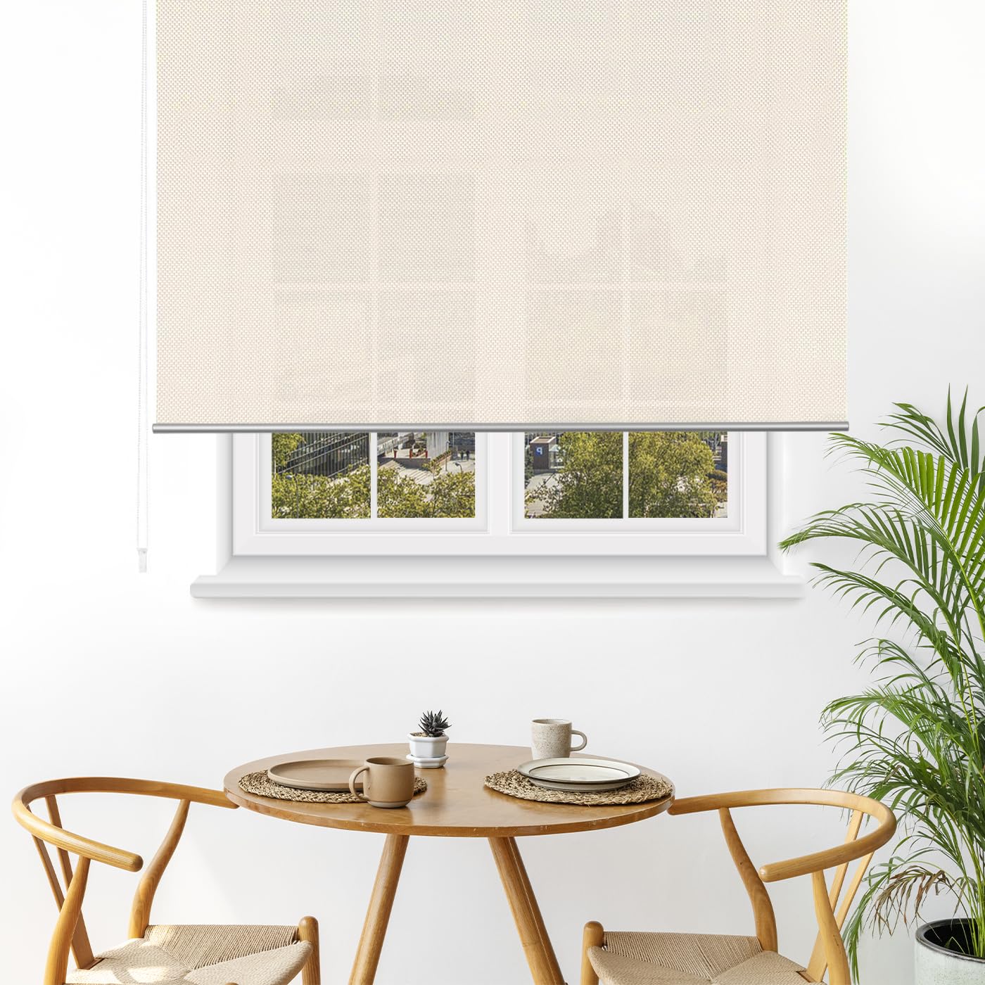 MERCURY TEXTIL- Estor Enrollable Screen Apertura 5% Proporciona Intimidad. Estor Screen para Puertas y Ventanas. Aislante Térmico, Translucidos.Instalación en Pared y Techo (135x200cm, Beige)