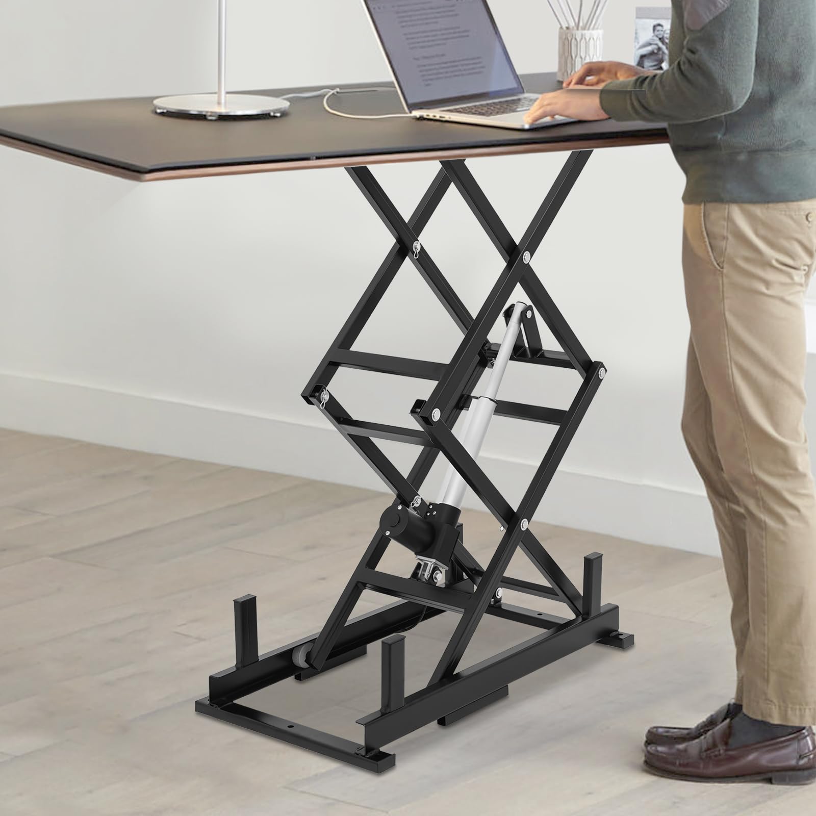 Plataforma elevadora eléctrica de 63,5 kg de carga, mesa elevadora de tijera con mando a distancia, elevador de mesa de centro eléctrico, altura regulable de 26,5 a 127 cm, para manipulación