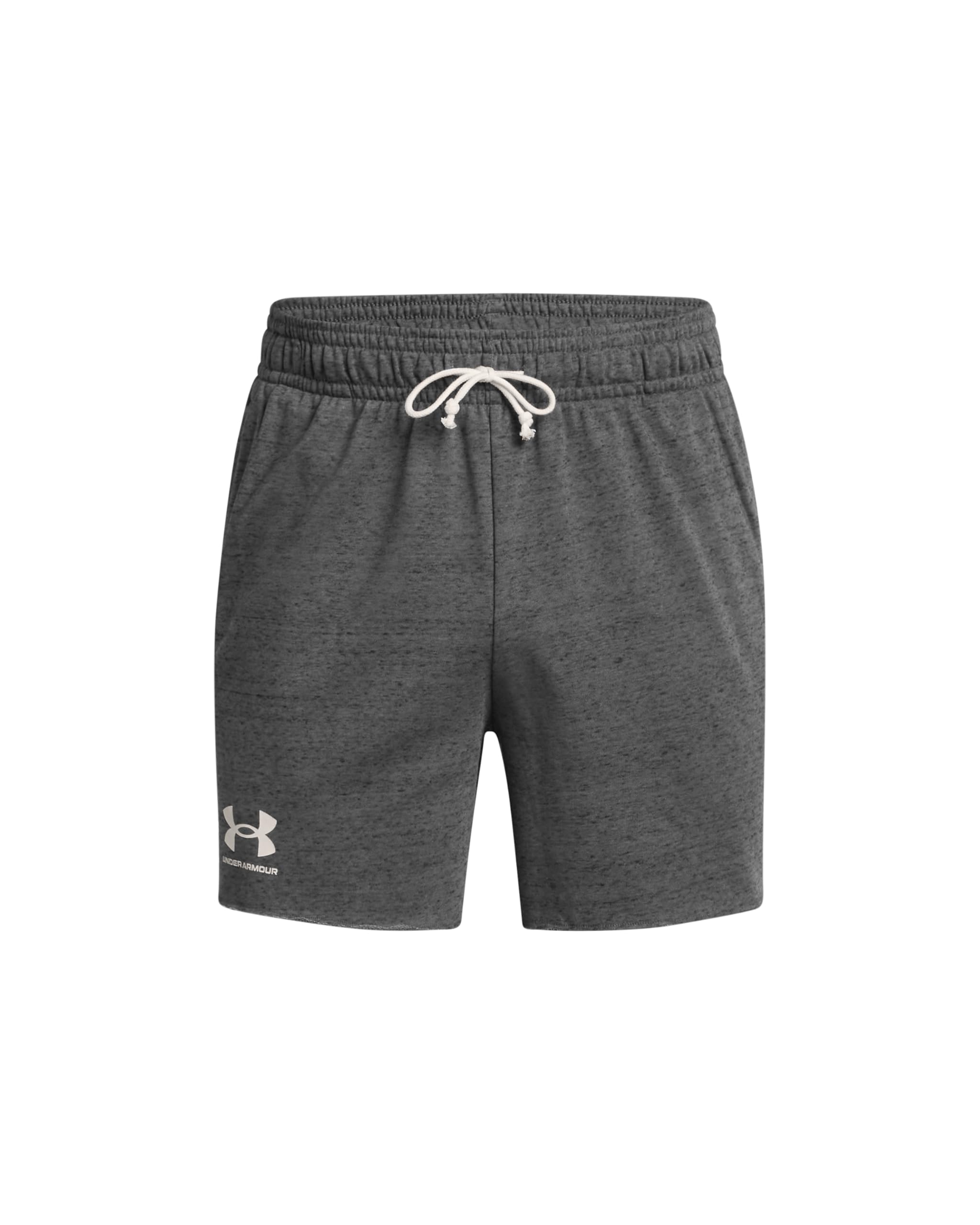 Under Armour Herren Rival Terry 6in Short, warme & weiche Sporthose, schweißabweisende & schnelltrocknende Laufshorts mit Zugkordel,Castlerock / / Onyx White,XS