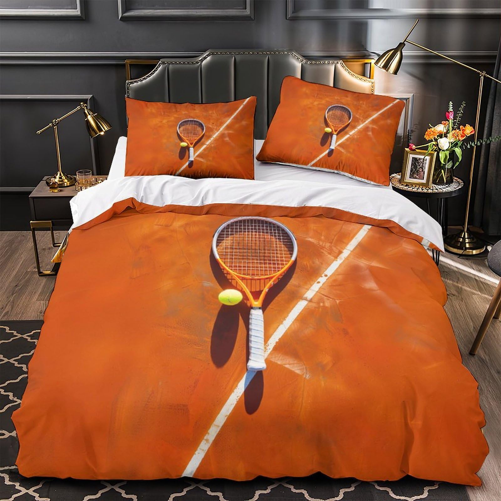 Raquette de tennis housse de couette 135x200 parure 1 personne
