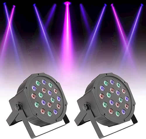 2 luces LED RGBW para escenario, iluminación de 18 W, DMX DJ Disco Wash luces de haz de iluminación, para bodas, hogares, actuaciones escénicas,