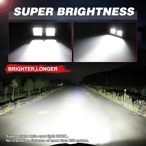 Miniatura 3 de AUTRUDGE Luces LED de 2 pulgadas, 2 unidades de 54 W, luces antiniebla de conducción de motocicleta, luces LED de trabajo, cubos de luz LED