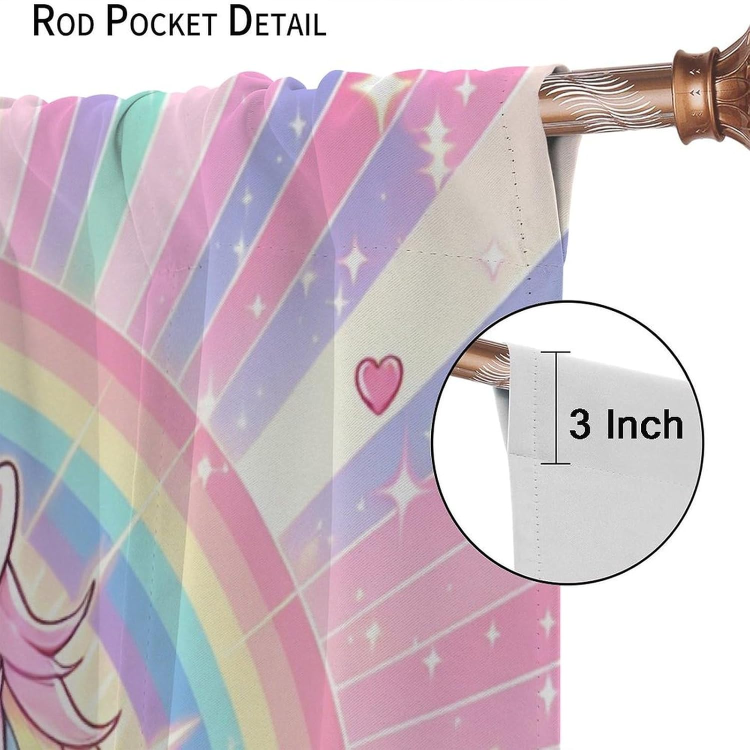 Cute Unicorn Curtains Kids,Ombre Pink Rainbow Stars Princess Cartoon Decor Rod Pocket Window Treatment for Girls Baby Room Living Room Bedroom Living Room Nursery Drapes 41" W X 45" L