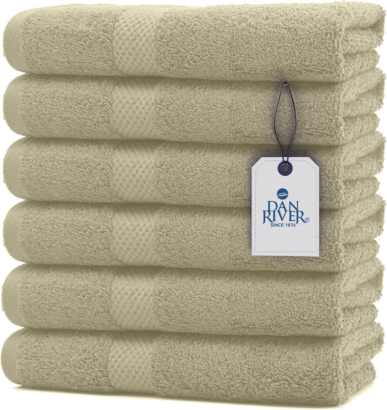 DAN RIVER6-Pack Premium Hand Towels Set (16x28 Inches) - 100% Cotton, Ultra Soft, Lightweight, Highly Absorbent Towels for Bathroom, Spa, Gym, Salon, Hotel, and Travel - 500 GSM – Beige