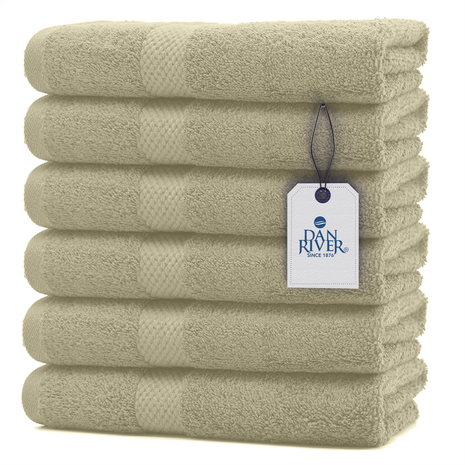 DAN RIVER6-Pack Premium Hand Towels Set (16x28 Inches) - 100% Cotton, Ultra Soft, Lightweight, Highly Absorbent Towels for Bathroom, Spa, Gym, Salon, Hotel, and Travel - 500 GSM – Beige