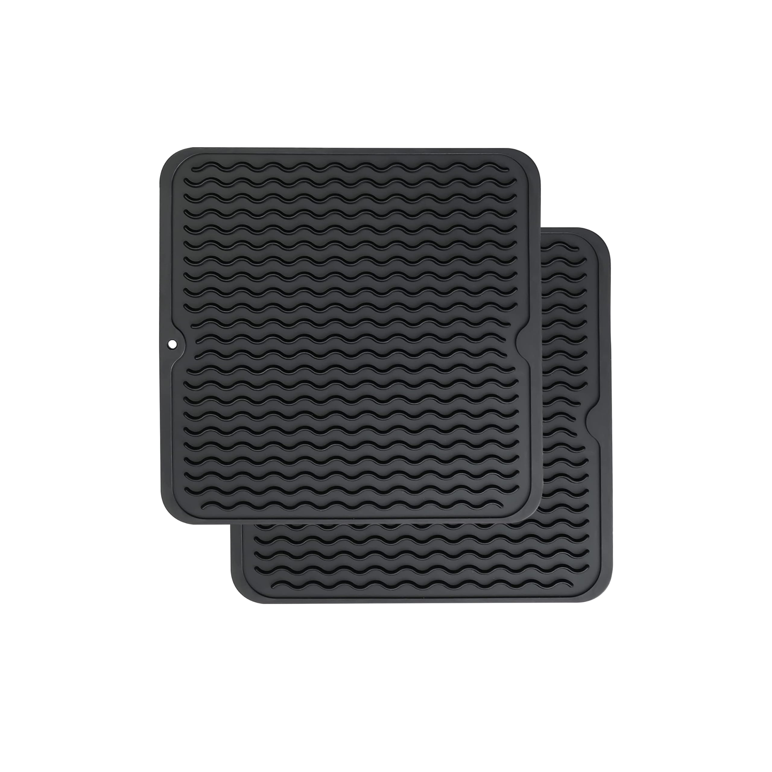 ZLR 2 Pcs Silicone Dish Drying Mat 12" x 12" Square - Small Heat Resistant Trivet & Countertop Protector for Air Fryer, Coffee Maker - Waterproof