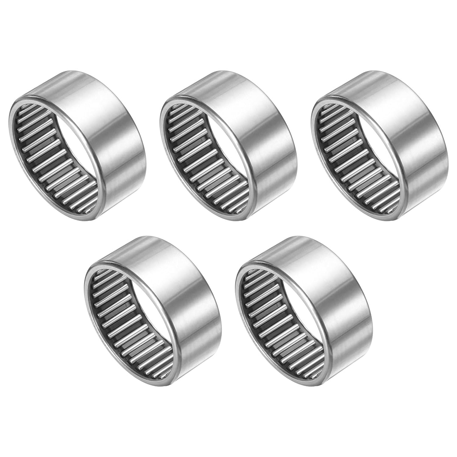 uxcell 5 Pcs Needle Roller Bearings, HK5025 Bore 50mm OD 58mm 25mm Width Steel Track Roller Bearings Open End for Mower, Lawn Tractor, Automotive