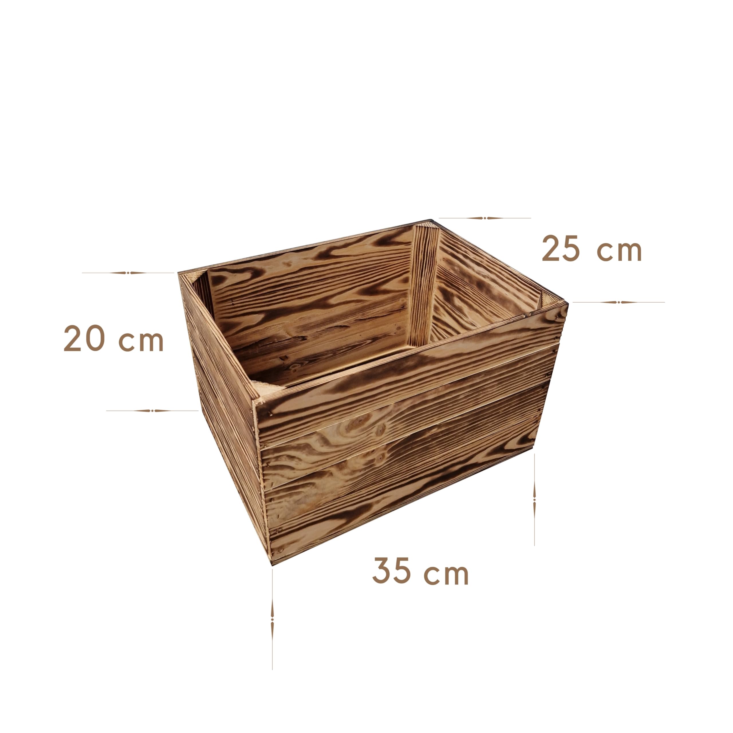 Générique Caisses en Bois Massif pour Rangement et Déco – Lot de 2 à 12 – Effet Brûlé Unique – Empilables – Style Vintage, Rustique, Industriel (Effet brûlé, 6)