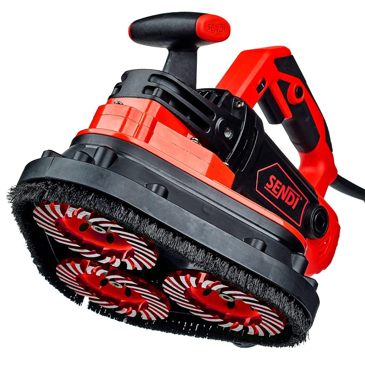 Desbastadora Universal SENDI TRIPPLE GS - Lijadora de Superficies como Hormigon, Adhesivo, Pintura etc - Tres ejes Giratorios Intercambiables - Motor Potente - 2450 W y 230V - Incluye Pulimiento (3)