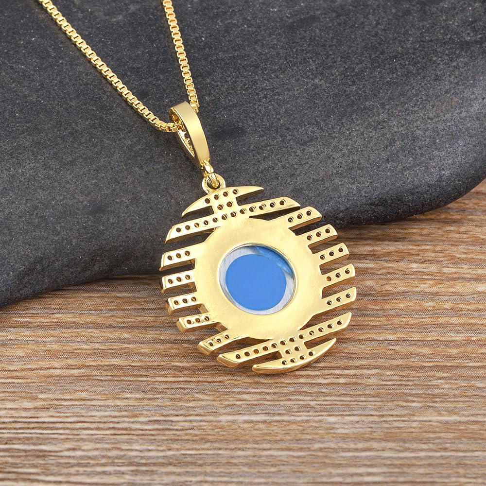 Collar de ojo turco de, colgante de dijes azules, joyería de cadena chapada en oro, acero inoxidable, sin piedras preciosas