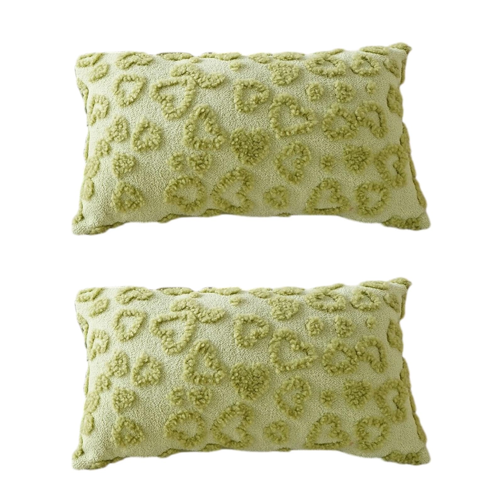 Nucelit 2 Fleece Velutinous Decorative Accent Pillow Protectors with Textured Heart Embroidery Decorative Heart Pillow