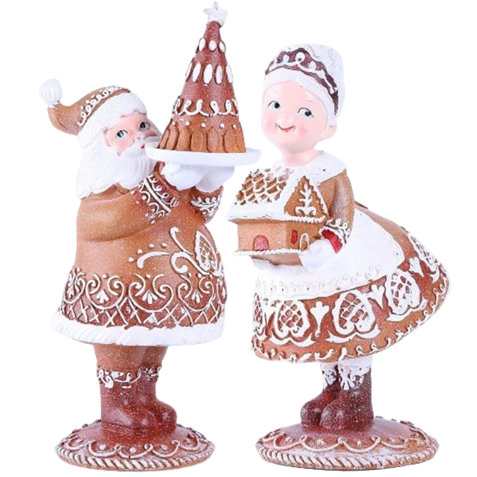 Figurines de Noël vintage Mr. Santa et Mrs. Santa en résine
