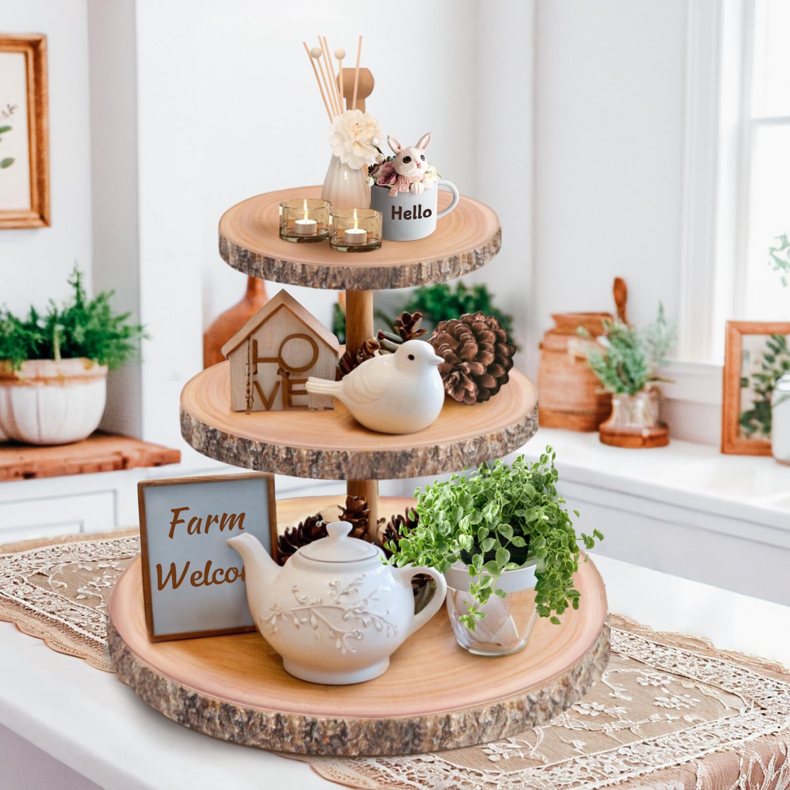 Soporte para cupcakes, soporte redondo para tartas con diseño rústico para decoración de bodas, fiestas de cumpleaños
