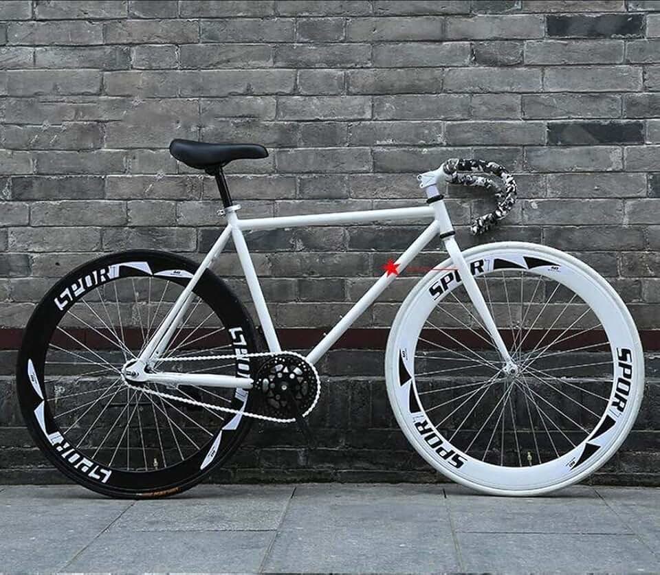 MU Vélo de Route, 26 Pouces Vélos, Dénudés Fixie Système de Freinage, Armature En Acier Haute Teneur En Carbone, Route de Vélos de Course, Pour Hommes Et Femmes Adultes,Z