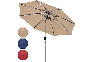 Simple Deluxe 9' Solar Umbrella: Illuminate Your Outdoor Oasis with 32 LED Lights
