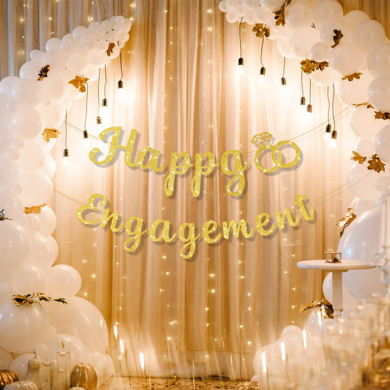 Engagement Party Decor Gold Glitter Engagement Banner - Happy Ations Sign -  Wedding \u0026 Bachelorette Party Decor Bachelorette Party Sign, image size:1600x1600