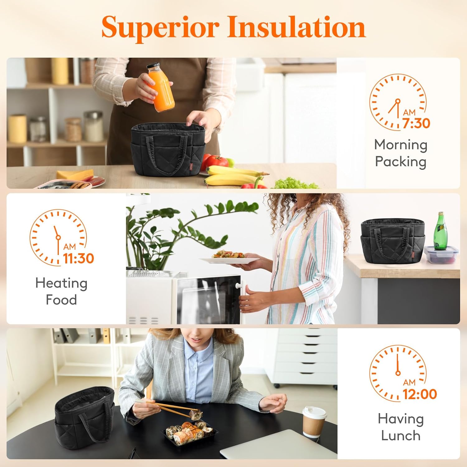 Lifewit Insulated Lunch Box for Women, Lightweight Puffy Tote Bag - Image 7