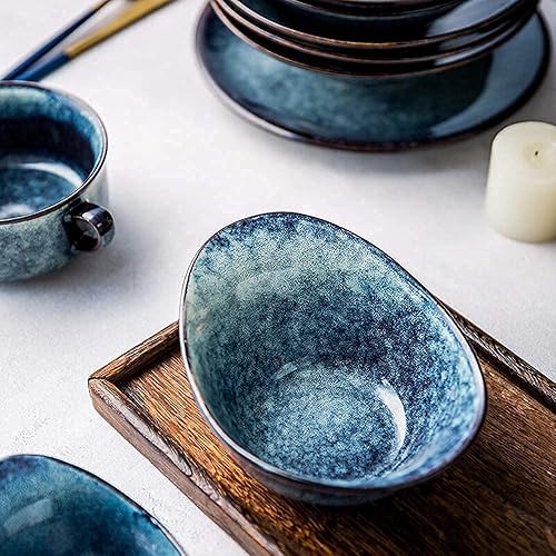 Miniatura 4 de Juego de vajilla de cocina y comedor juegos de vajilla de porcelana juegos de platos de esmalte degradado cuencos platos de postre platos de cena