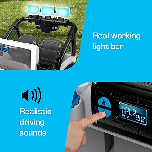 Miniatura 3 de Power Wheels Jurassic World Dino Damage Jeep Wrangler - Juguete para montar con luces, sonidos y dinosaurios, tracción multiterreno, juguete