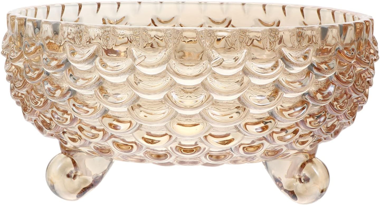 Cabilock Glass Footed Bowl Glass Bowls for Dessert Snack Fruit Nuts or Dip Bowls Candy Dishes Noodle Pho Snack Fruit Oatmeal (Amber) : Home & Kitchen