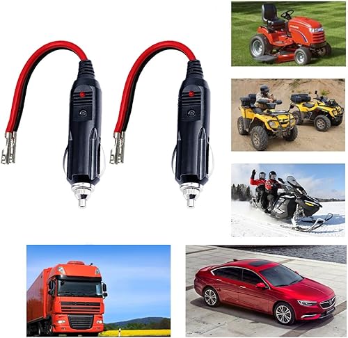 Miniatura 7 de Paquete de 6 Encendedor de cigarrillos de repuesto de 12 V macho con plomo, 12 V 15 amperios, enchufe macho de repuesto con luz LED, enchufe de