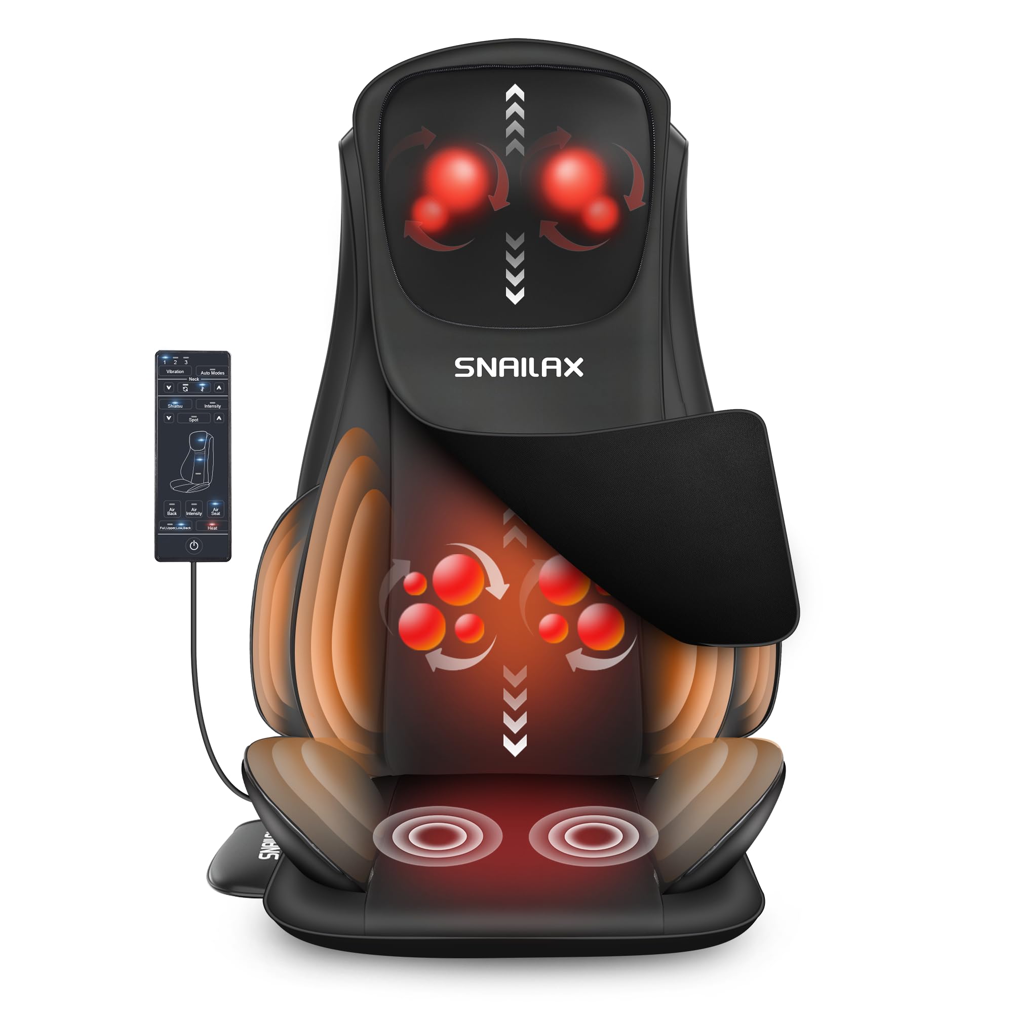 Shiatsu Neck and Back Massager with Heat, Chair Massager with Compression, Full Body Massage Chair Pad, Seat Massager, Gifts