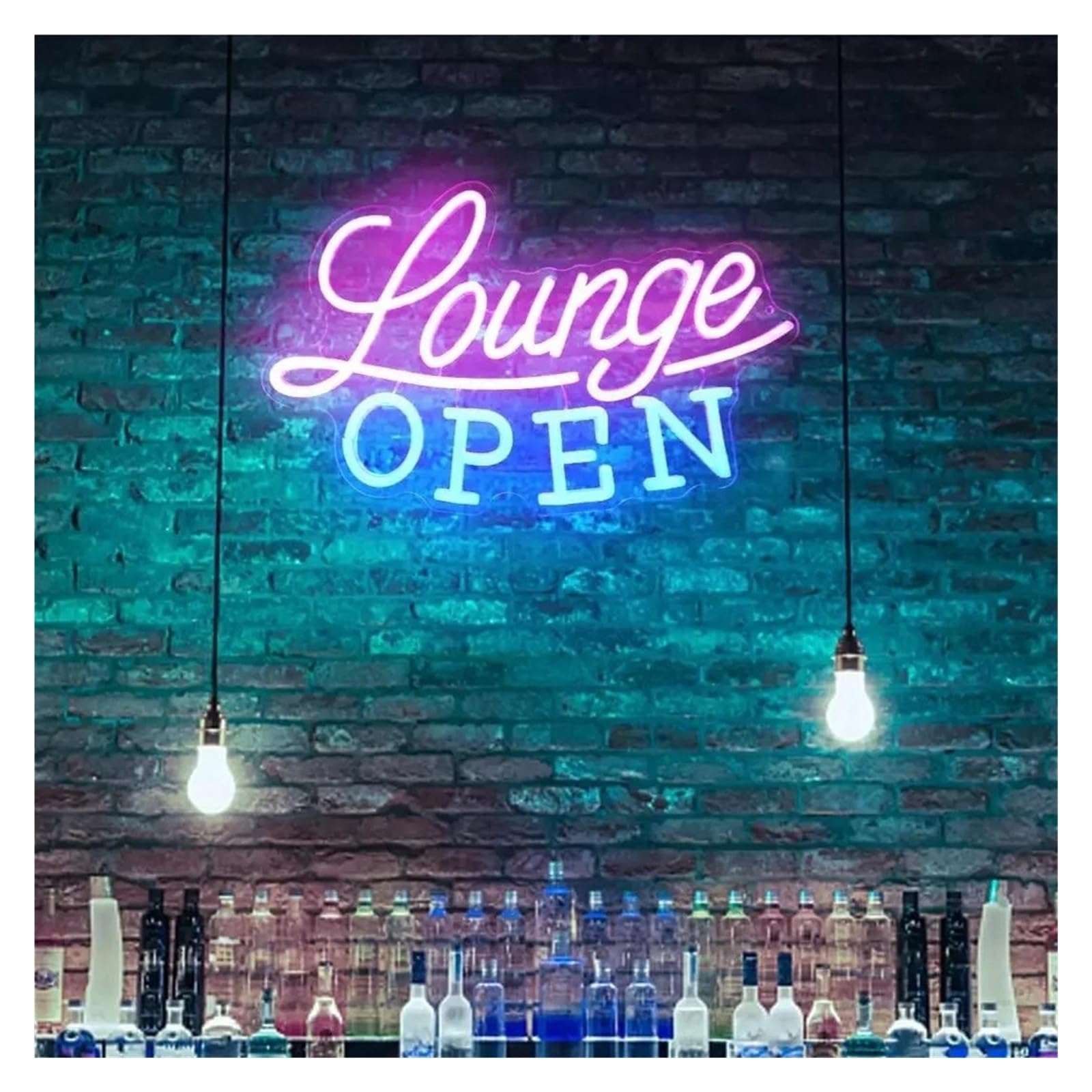 Insegna luminosa al neon Lounge aperto per insegna al per neon Luce LED dimmerabile per alimentazione per USB per attività commerciali negozi club lounge
