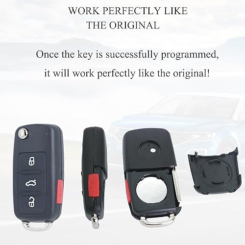 Miniatura 5 de Llavero de repuesto para Volkswagen VW JettaGolfPassatTIGUANTouaregBeetleCCEOSGTI 2011-2016 NBG010180T PN 5K0837202AEAKR Control remoto de entrada