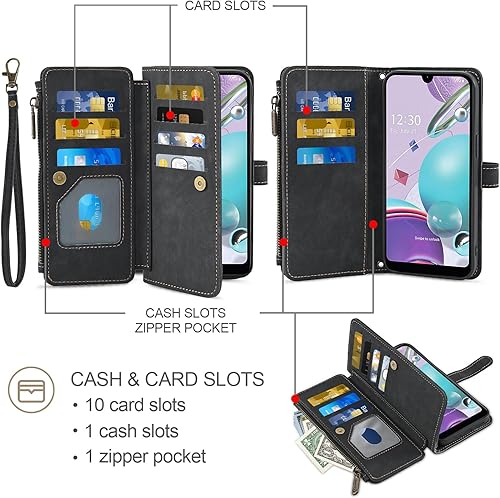 Miniatura 2 de Asuwish Funda de teléfono para LG Aristo 5K31Fortune 3Phoenix 5K8xTribute MonarchRisio 4, protector de pantalla con tapa para tarjetero, celular