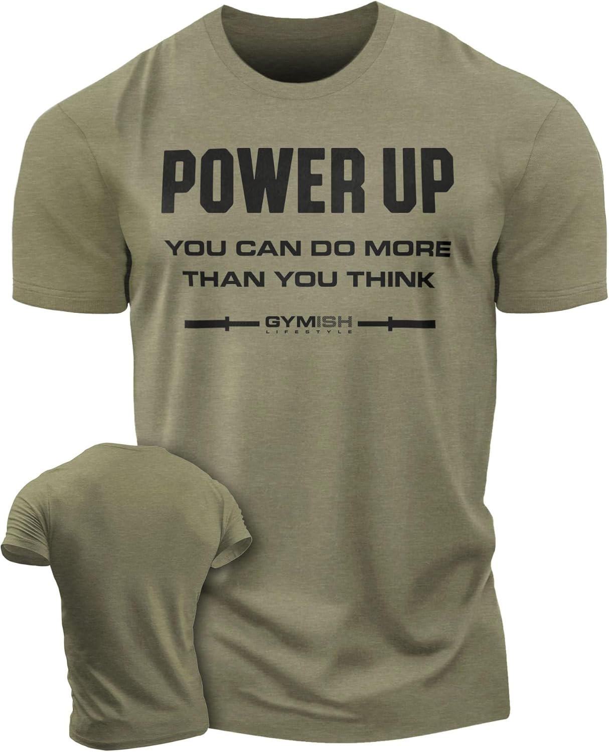 Gymish Lifestyle Power Up Mens Bodybuilding T-Shirts Graphic Tees Short Sleeve Workout Shirt