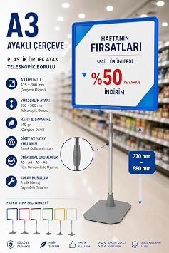 A3 Ayakl  Fiyat Etiketi Y nlendirme Levhas  Teleskopik  er eve Seti Men  ve Fiyatl k Panosu Mavi