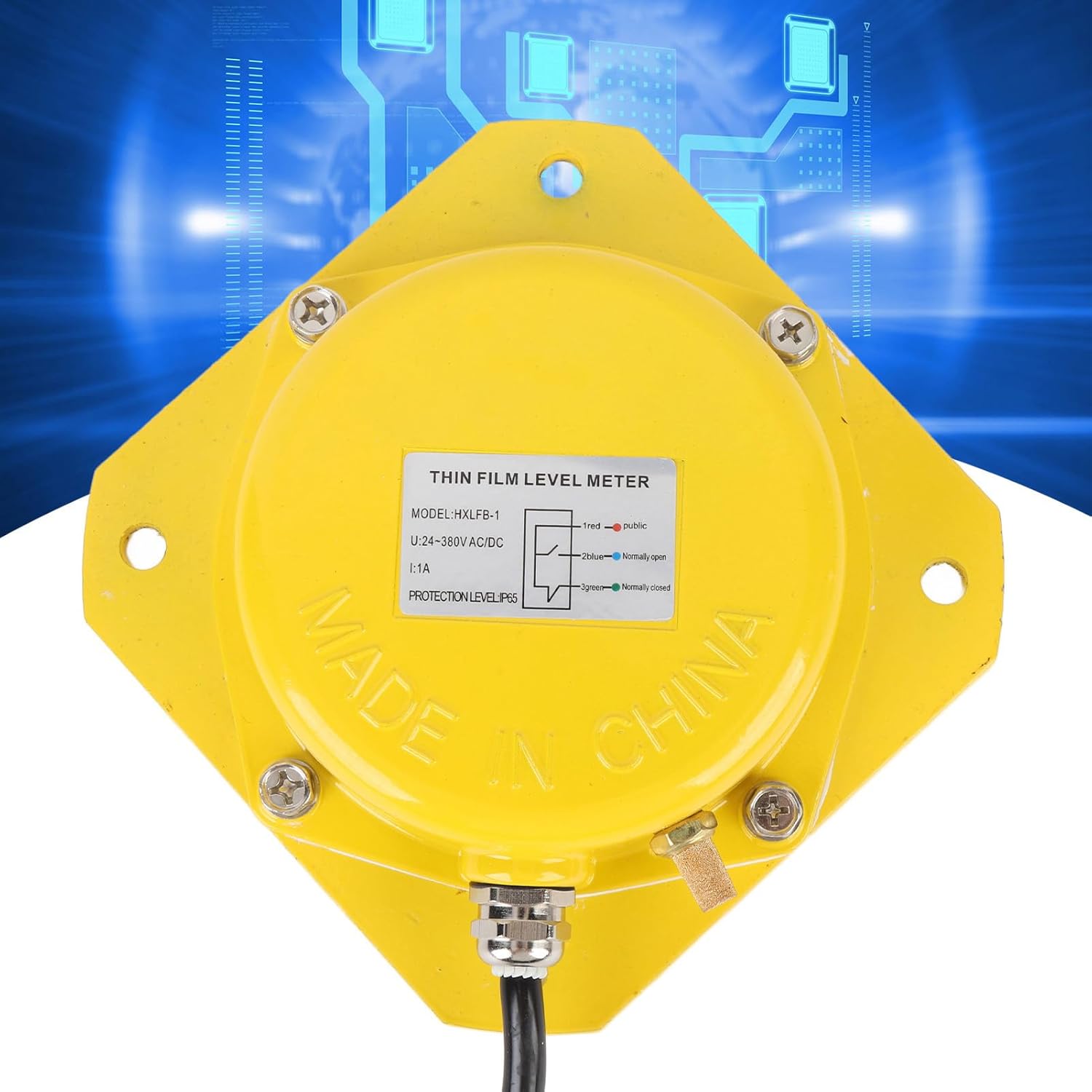 Thin Film Level Meter, 24-380V Stainless Steel Film Level Switch, 5 Levels Adjustable Film Level Gauge Blockage Switch Granary Feed Mill Switch for Industrial Production Process